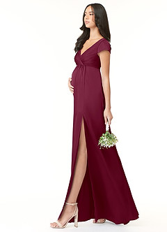 Azazie Allessia Abiti da damigella d'onore premaman Abito A-Line Plissettato Raso Elasticizzato Floor-Length image3