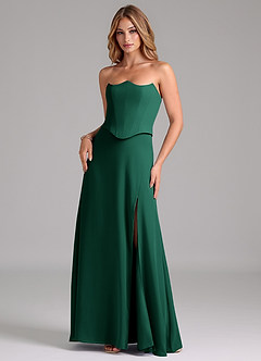Azazie Jenilyn Bridesmaid Dresses Emerald A-Line Strapless Chiffon Dress image3