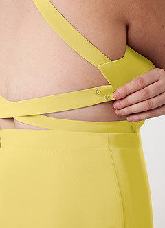 Azazie Clarice Abiti da Damigella Abito A-Line in Chiffon con Scollo Halter Canarino image14
