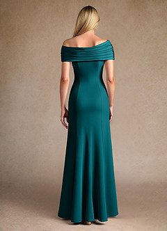 Azazie Pierce Mother of the Bride Dresses Peacock Mermaid Pleated Stretch Crepe Dress image3