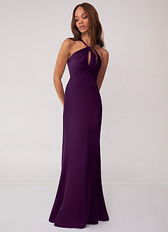 Barbie ♥ Azazie Bridesmaid Dresses Grape Sheath Stretch Satin Dress image4
