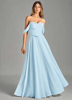Azazie Chelsey Bridesmaid Dresses Sky Blue A-Line Off the Shoulder Chiffon Convertible Dress image1