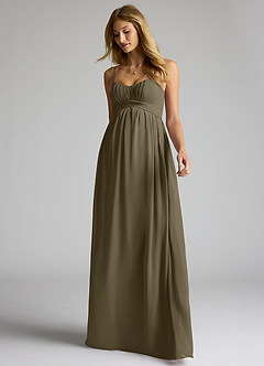 Azazie Llana Gravid brudtärna klänningar Klänning A-Line Golvlängd Chiffong image3