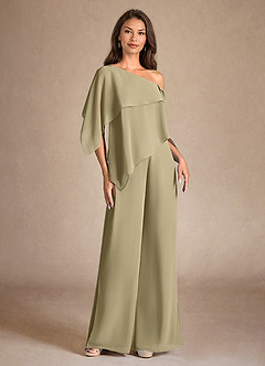 Azazie Halima Kleider für die Brautmutter Overall/Jumpsuit Seitliche Cut-Outs Chiffon Kleid Moosgrün image5