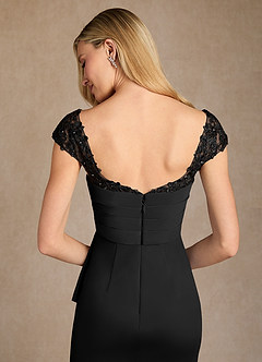 Azazie Belfast Mother of the Bride Dresses Black Sheath Lace Mesh Dress image6