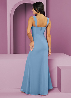 Barbie ♥ Azazie Bridesmaid Dresses Steel Blue Mermaid Pleated Chiffon Dress image7