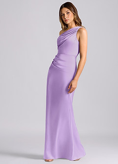 Azazie Akilah 신부 들러리 드레스 인어 한쪽 어깨 스트레치 새틴 바닥 길이 드레스 image5