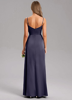 Azazie Azuree Jurken voor bruidsmeisjes Jurk van Stretch Satijn met A-Lijn Geplooid Stormachtig image8