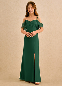 Azazie Pippy Girls Formal Flower Girl Dresses Dark Green A-Line Sweetheart Neckline Chiffon Dress image4