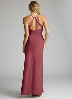 Azazie Becca Bridesmaid Dresses Merlot Sheath V-Neck Chiffon Dress image5