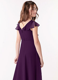 Azazie Posie Junior A-Linie Gestreift Chiffon Kleid Traube image5
