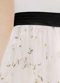 Azazie Pollie Flower Girl Dresses Ivory Black A-Line Bow Tulle Dress image14