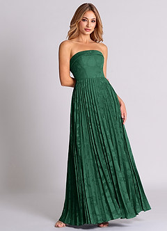 Azazie Mariana Bridesmaid Dresses Dark Green A-Line Strapless Floral Burnout Convertible Dress image4