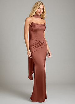 Azazie Sorrel Bridesmaid Dresses Auburn Mermaid Strapless Stretch Satin Convertible Dress image8