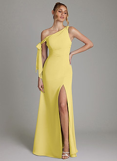 Azazie Aylin Final Sale Eucalyptus Sheath Off the Shoulder Chiffon Dress image1