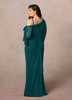 Azazie Marna Mother of the Bride Dresses Peacock Sheath One Shoulder Mesh Dress image9