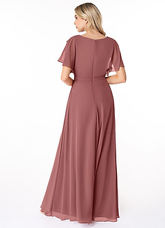 Azazie Aaliyah Modest Bridesmaid Dresses A-Line Scoop Pleated Chiffon Floor-Length Dress image2
