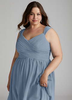 Azazie Angie Bridesmaid Dresses Dusty Blue A-Line Corset Chiffon Dress image16