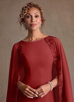 Azazie Artemisia Mother of the Bride Dresses Rust Sheath Lace Chiffon Dress image7