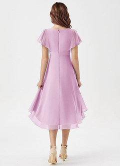 Azazie Graciela Junior Candy Pink A-Line Pleated Chiffon Dress image2
