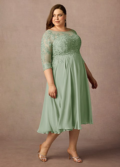Azazie Marge Mother of the Bride Dresses Dusty Sage A-Line Scoop Lace Chiffon Dress image10