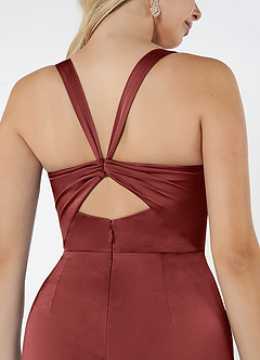 Azazie Mero Bridesmaid Dresses Terracotta Mermaid Pleated Stretch Satin Dress image5