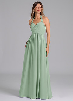 Azazie Darlyn At-home Try On Dresses Agave A-Line Pleated Chiffon Dress image1