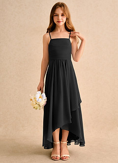 Azazie Twilight Dance Girls Formal Flower Girl Dresses Black A-Line Pleated Chiffon Dress image5