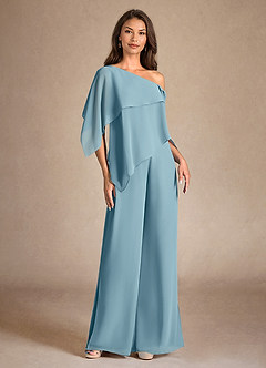 Azazie Halima vestidos de madre de la novia Vestido de Azul Malhumorado de Gasa de Mono/Traje de pantalón con Corte Lateral image5