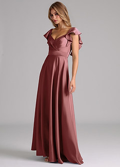 Azazie Leilani Bridesmaid Dresses Amethyst A-Line Ruched Stretch Satin Dress image8