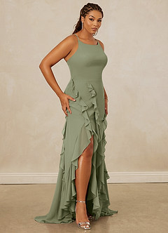 Christian Siriano Bridal for Azazie 1006 Bridesmaid Dresses Pistachio Mermaid Ruched Chiffon Dress image12