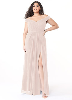 Azazie Audrianna Bridesmaid Dresses Rose Petal A-Line Off-The-Shoulder Gathered Chiffon Convertible Dress image7