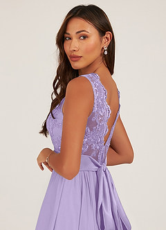 Azazie Gertrude Bridesmaid Dresses Lilac A-Line Lace Chiffon Dress image7