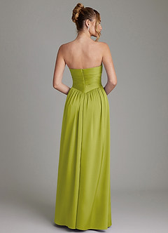 Azazie Zena Bridesmaid Dresses Lemongrass A-Line Strapless Stretch Satin Dress image6
