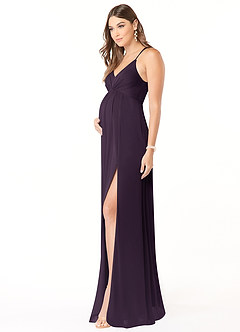 Azazie Annabelle Maternity Bridesmaid Dresses A-Line V-Neck Pleated Mesh Floor-Length Dress image4