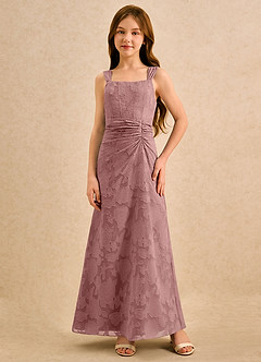 Azazie Brookie Girls Formal Sukienki dla dziewczynek sypiących kwiaty Linia A Bez rękawów Kwiatowe wypalenie Długość kostki Sukienka image5