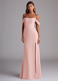 Azazie Saige Bridesmaid Dresses Powder Pink A-Line Off the Shoulder Chiffon Convertible Dress image3