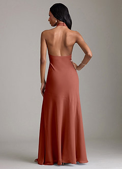 Azazie Lorena Bridesmaid Dresses Auburn Mermaid Pleated Chiffon Dress image2