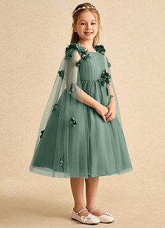 Azazie Staria Abiti da Ragazza di Fiori Abito Principessa in Tulle Increspato Eucalipto image8