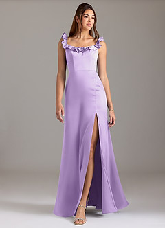 Azazie Callie Brautjungfernkleider Wandelbar A-Linie Gestreift Stretch-Satin Kleid Flieder image3