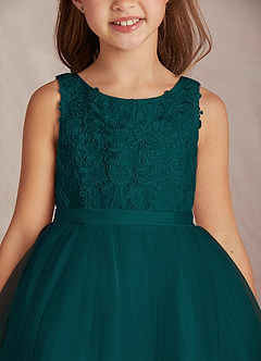 Azazie Calla Flower Girl Dresses Pine Ball-Gown Lace Tulle Dress image6