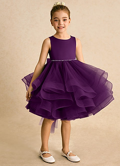 Azazie Tinie Blumenmädchenkleider Ballkleid Schleifen Tüll Kleid Traube image2