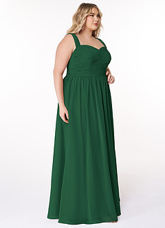 Azazie Zapheira Vestidos de damas de honor Vestido de Verde Oscuro de Gasa de Corte en A con Volante image9