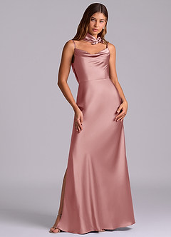 Azazie Yazmine Final Sale Dusty Rose Mermaid Pleated Stretch Satin Dress image4