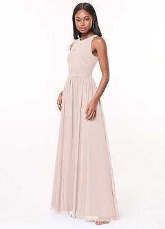 Azazie Harper Bridesmaid Dresses Rose Petal A-Line Pleated Chiffon Dress image3