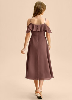 Azazie Kamilla Junior Abito A-Line in Chiffon a Spalla Scoperta Espresso image2