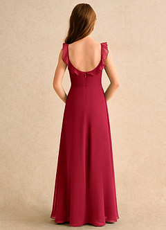 Azazie Chip Girls Formal Flower Girl Dresses Scarlet A-Line Sleeveless Chiffon Dress image2