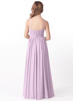 Azazie Astrid Junior Frosted Lilac A-Line Floral Chiffon Dress image2