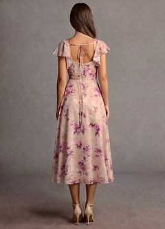 Midi jurk Halle Mauve Bloemen image2