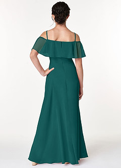 Azazie Maggie Junior Peacock A-Line Off the Shoulder Chiffon Dress image2